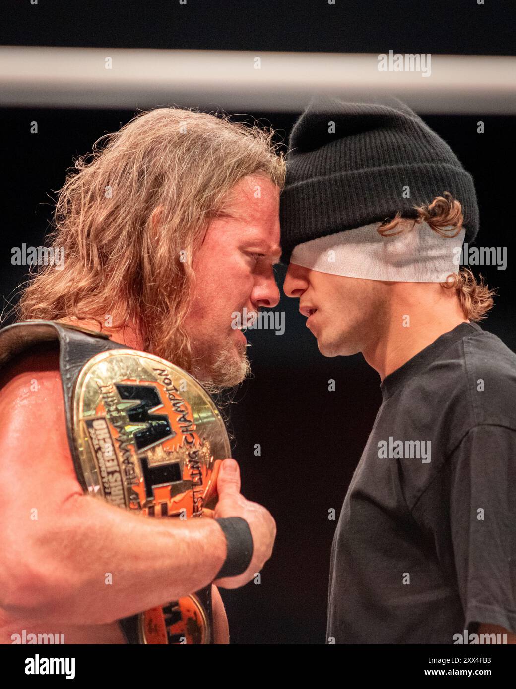 Cardiff, Regno Unito. 21 agosto 20214 AEW Dynamite (21 agosto 2024) è stata emanata dalla Utilita Arena di Cardiff, Galles. Lo show vide Bryan Danielson mostrare il suo spirito combattivo, Britt Baker che servì per vendicare Kamille in un contratto con Mercedes Moné, Chris Jericho che sconfisse Tommy Billington. Toni Storm sconfisse Saraya per mantenere il titolo e altri ancora in casa a All in. All Elite Wrestling all'Utilia Arena di Cardiff, Galles. Foto Stock