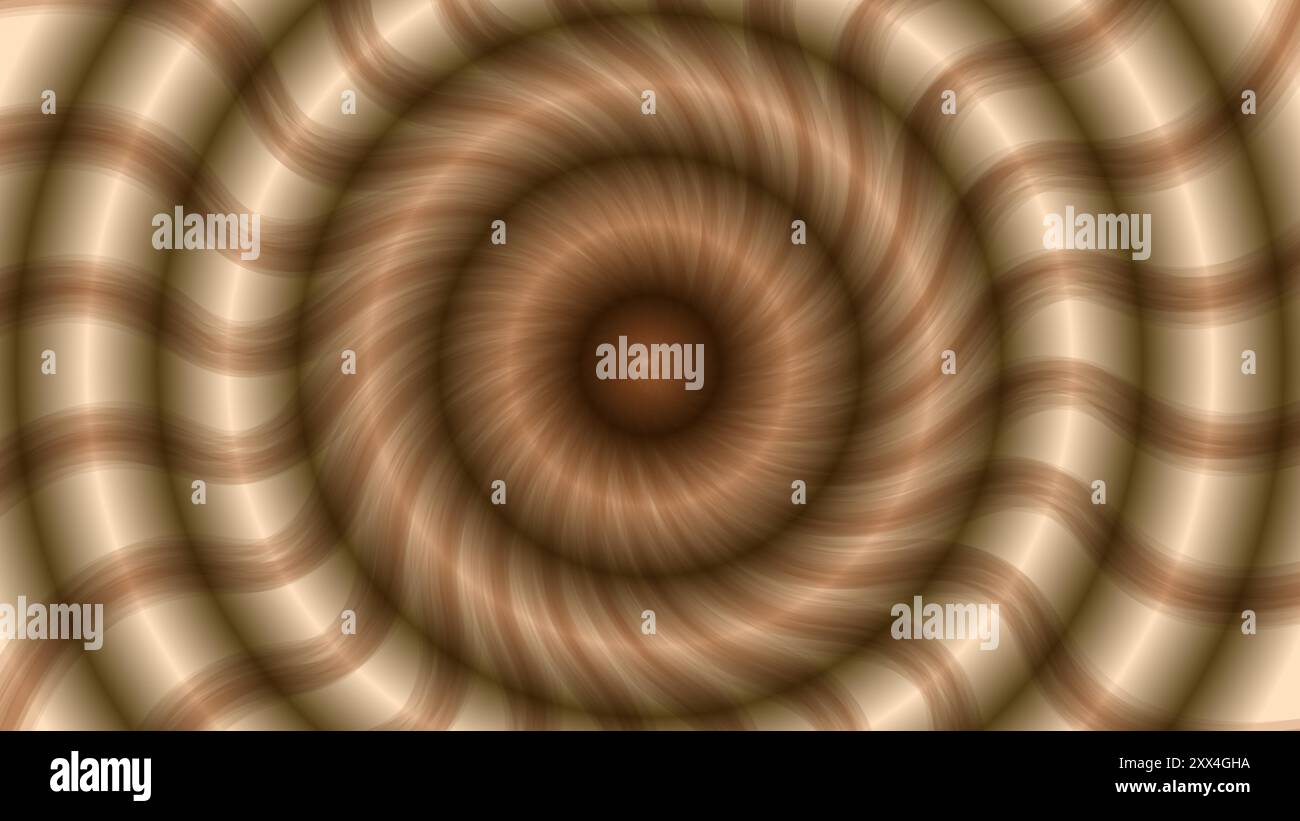 anelli concentrici in calde tonalità marrone e beige, con un effetto di sfocatura radiale che crea una profondità e un movimento ipnotici simili a un tunnel. Illustrazione Vettoriale