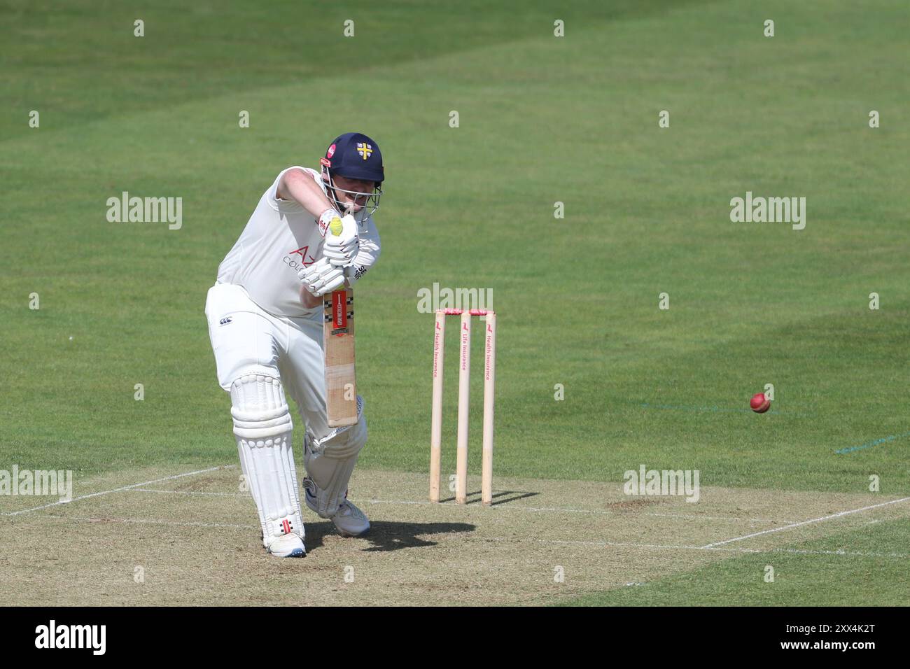 Alex Lees di Durham batte durante il Vitality County Championship match tra il Durham County Cricket Club e il Nottinghamshire al Seat Unique Riverside, Chester le Street, giovedì 22 agosto 2024. (Foto: Mark Fletcher | mi News) crediti: MI News & Sport /Alamy Live News Foto Stock