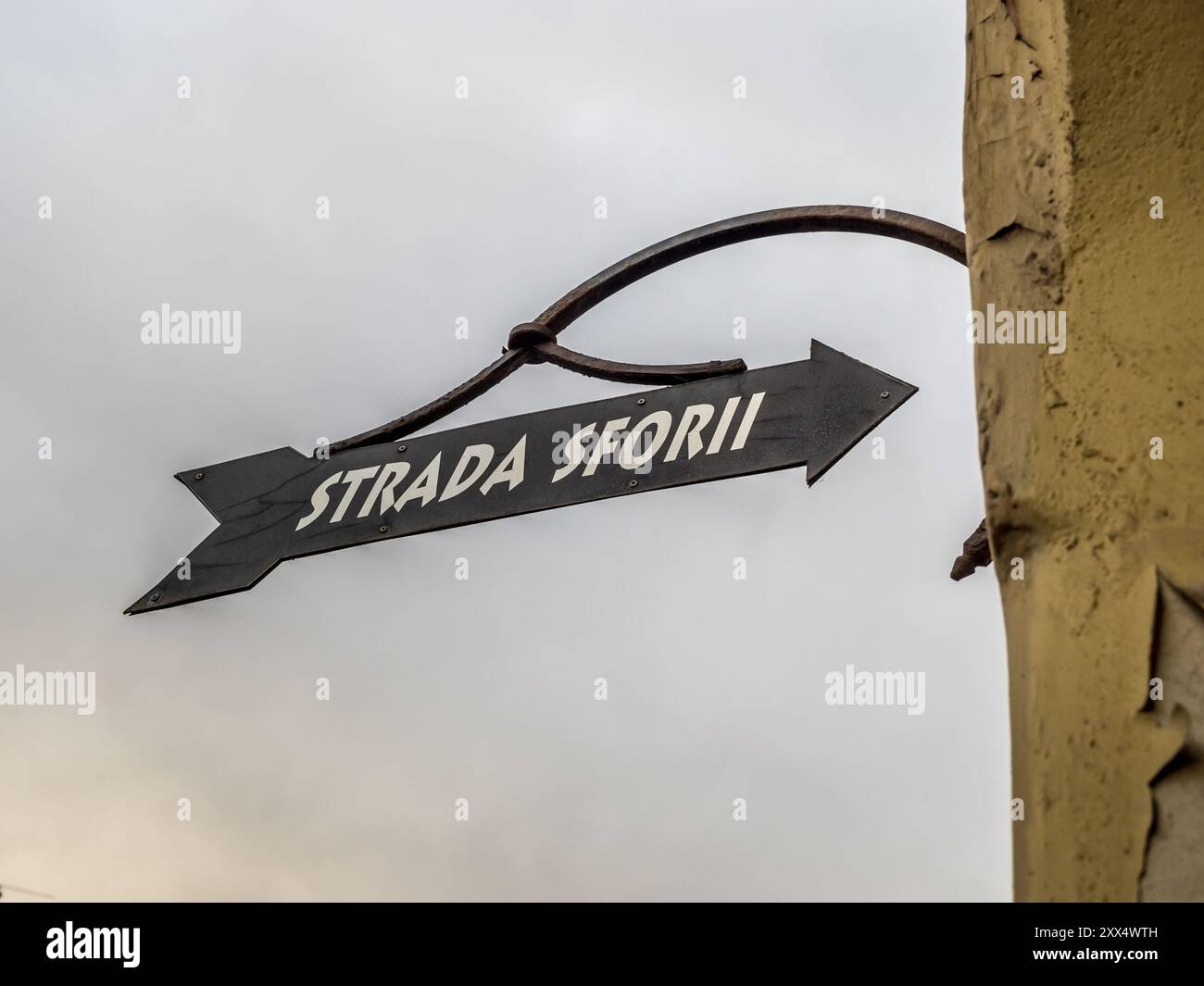Cartello per strada Sforii, Brasov, Romania Foto Stock