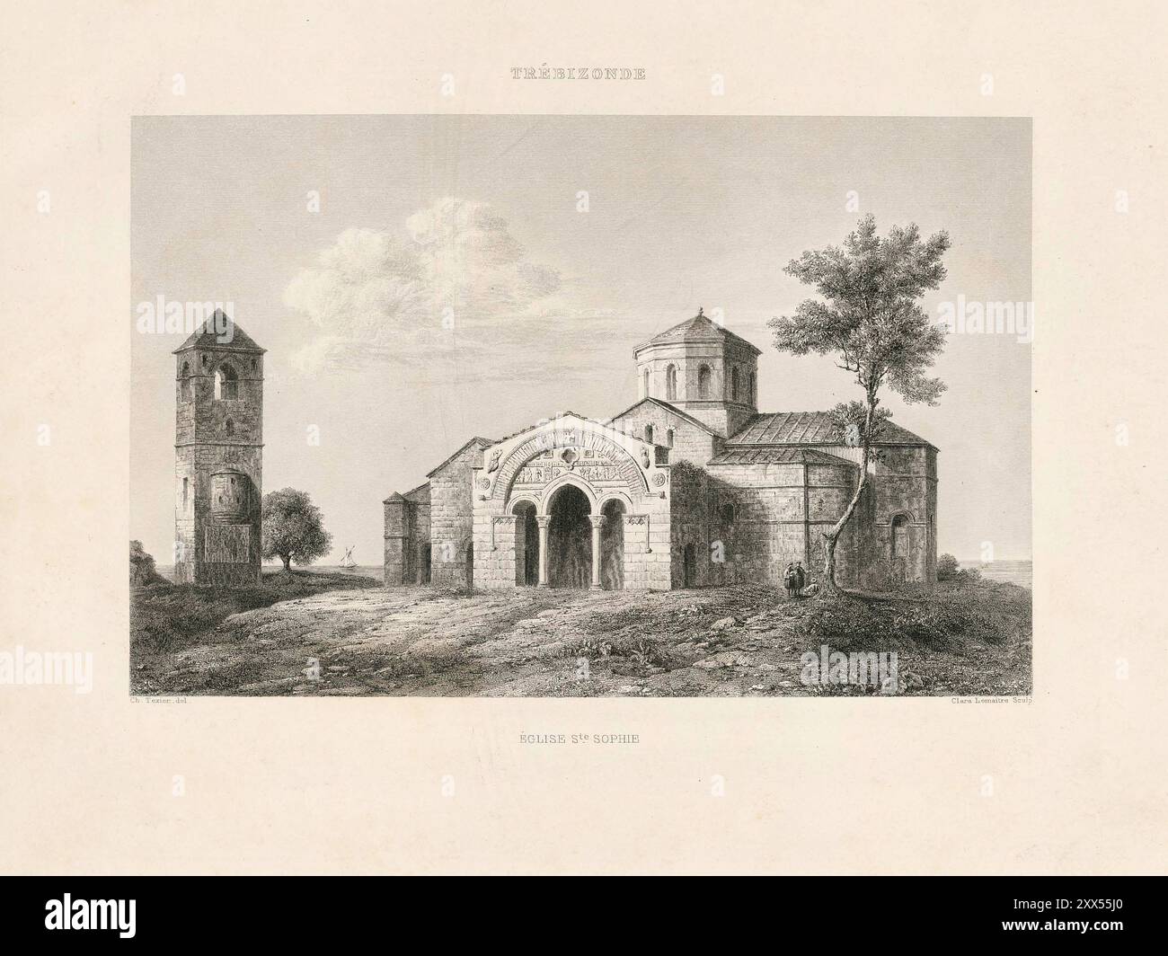 Chiesa di Santa Sofia sotto l'impero di Trebisonda (circa XIV secolo). Ora Hagia Sophia Vintage incisione storica di Clara Lemaitre, pubblicazione 1842. Foto Stock