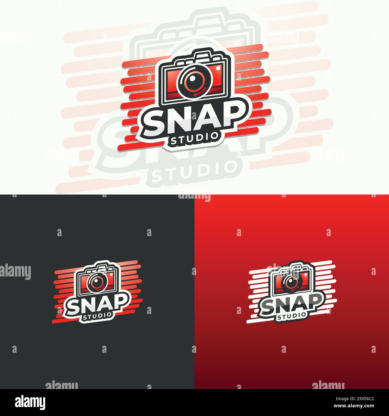 Logo Dynamic camera Emblem per il design fotografico Snap Studio Illustrazione Vettoriale