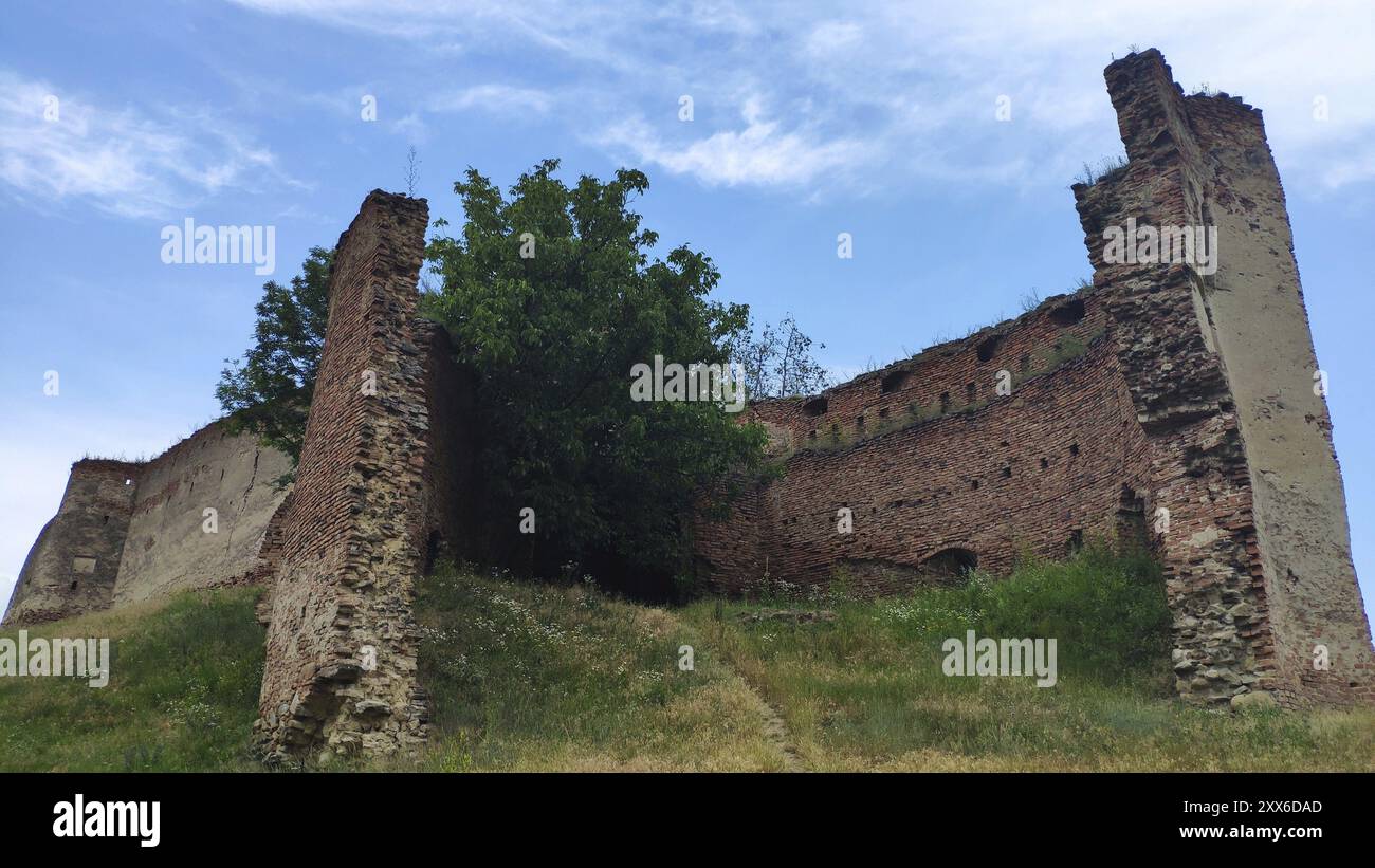 Chiesa fortificata di Stolzenburg, Slimnic, rovina, Transilvania, Romania, Europa Foto Stock