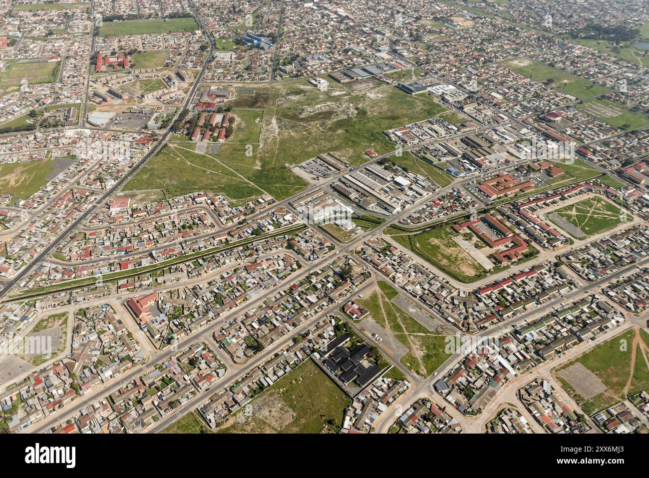 Cape Town (borgo) vista aerea riprese da un elicottero Foto Stock