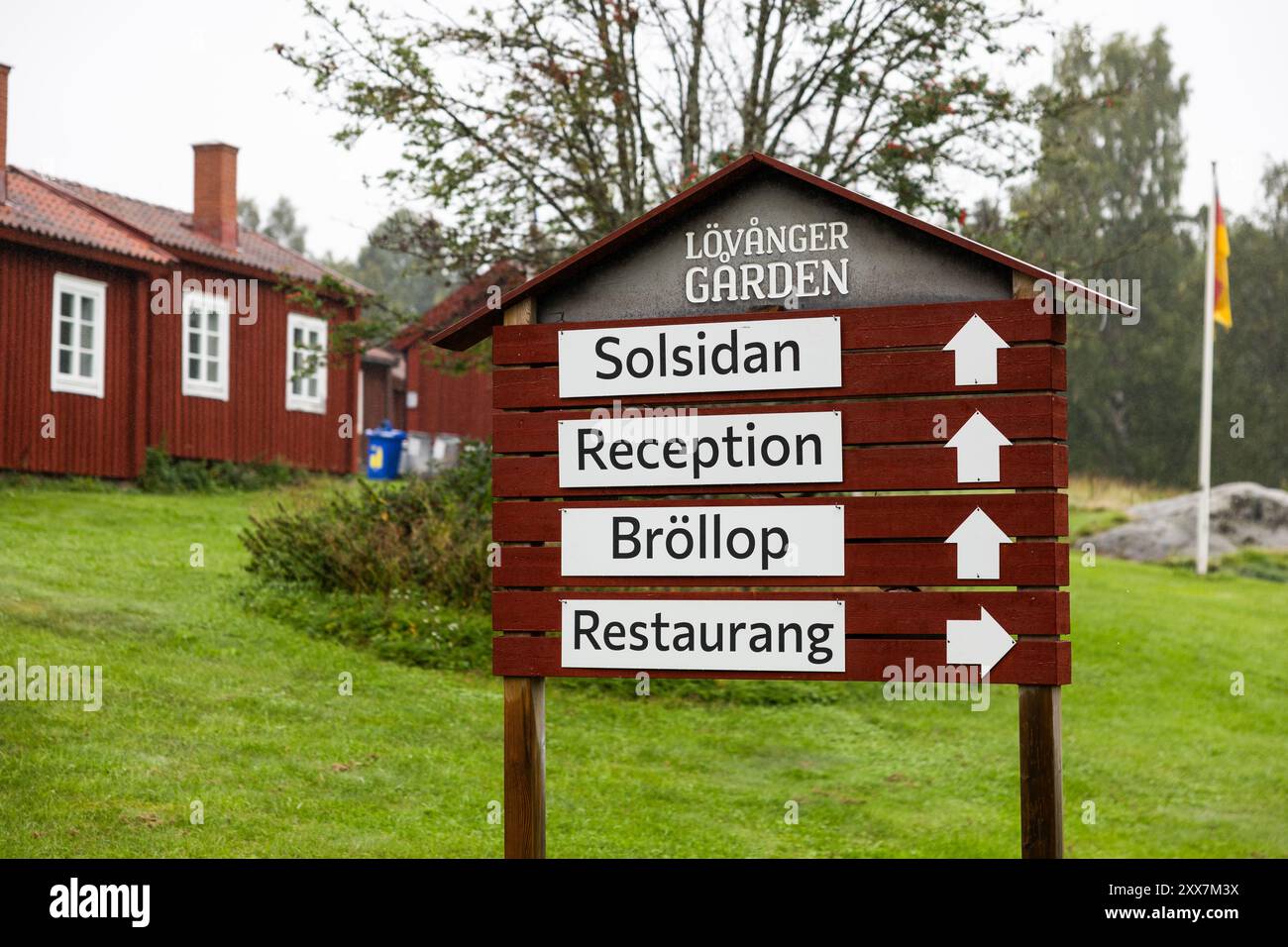 La città della chiesa di Lövånger è una città della chiesa risalente al XVII secolo a Lövånger, comune di Skellefteå. Oggi, i cottage della chiesa sono usati come ostelli. Foto Stock