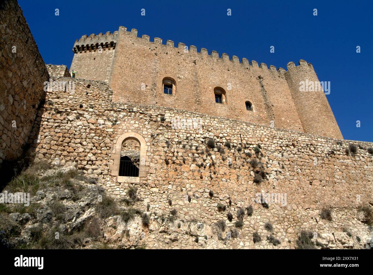 Castello di Alarcón (origine visigota e musulmana, 8°. Cent, conquistato e ristrutturato da Alfonso VIII nel 1184) Parador Nacional de Turismo. Alarcón. Cuenca. Foto Stock