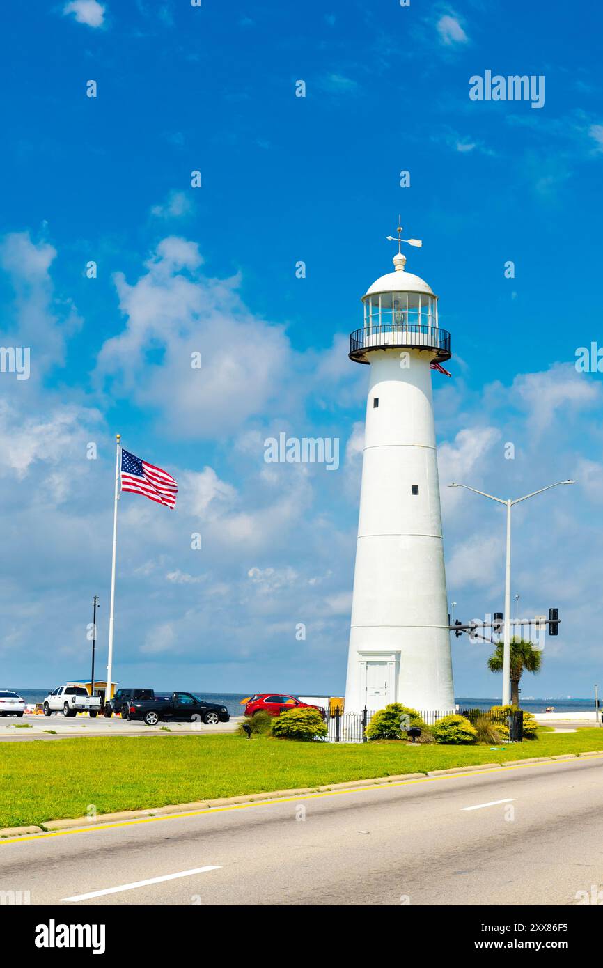Esterno del faro di Biloxi 1848, Biloxi, Mississippi, Stati Uniti Foto Stock