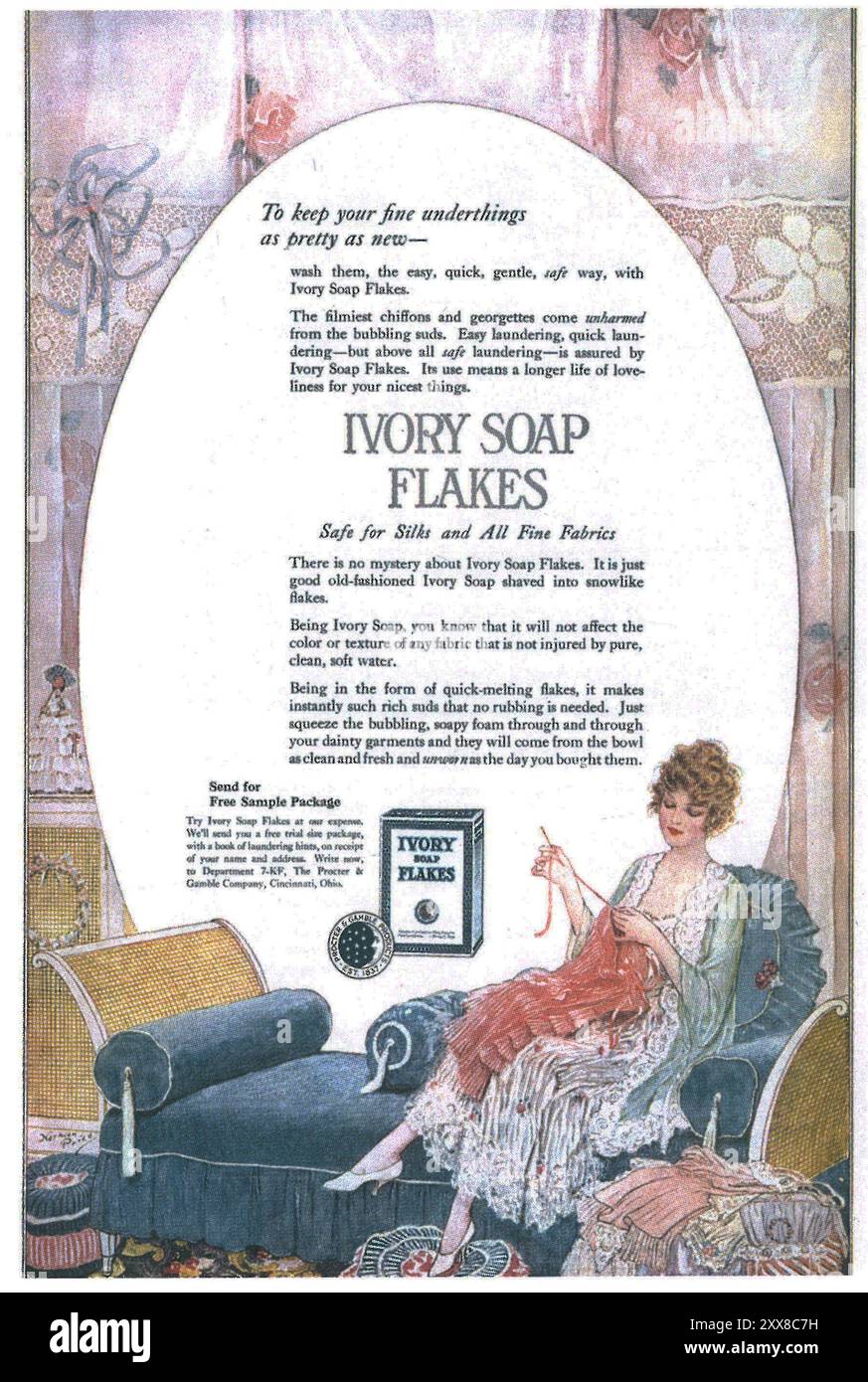 1920 annuncio di fiocchi di sapone avorio con arte Norman Price Foto Stock