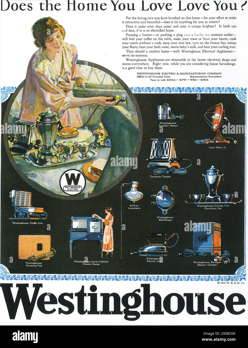1925 Westinghouse Electric Appliances ad Foto Stock