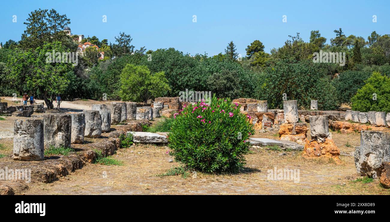 Grecia, Atene, l'Agorà di Atene, o agorà classica, è un'antica piazza pubblica di Atene situata ai piedi della collina di Colonos Agoraios. Foto Stock