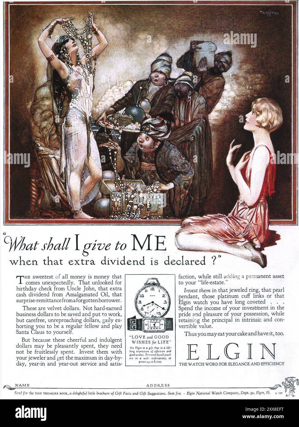 1926 Elgin guarda la pubblicità con Treasure Gustaf Tenggren Art Foto Stock