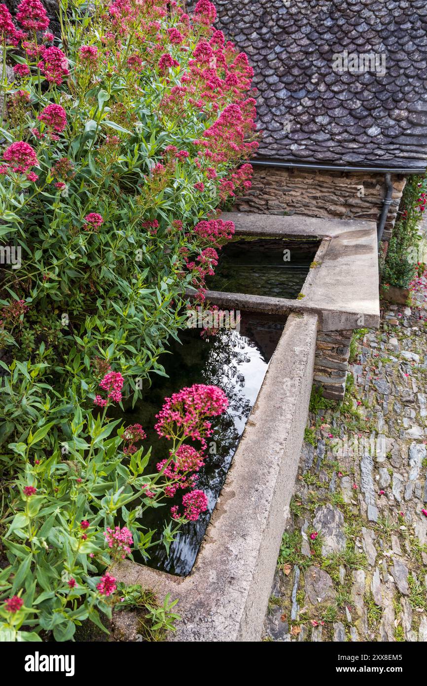 Francia, Aveyron, Conques, etichettato Plus Beaux Villages de France, ex lavatoio Foto Stock