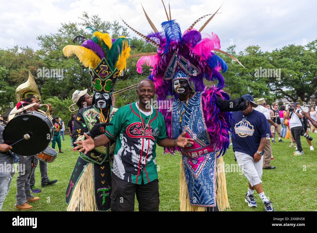 Stati Uniti, Louisiana, New Orleans, cannabis festival (marijunana festival) in Washington Square con il Zulu Trp Social Aid & Pleasure Club, 4,20 è il nome per la giornata della cannabis Foto Stock