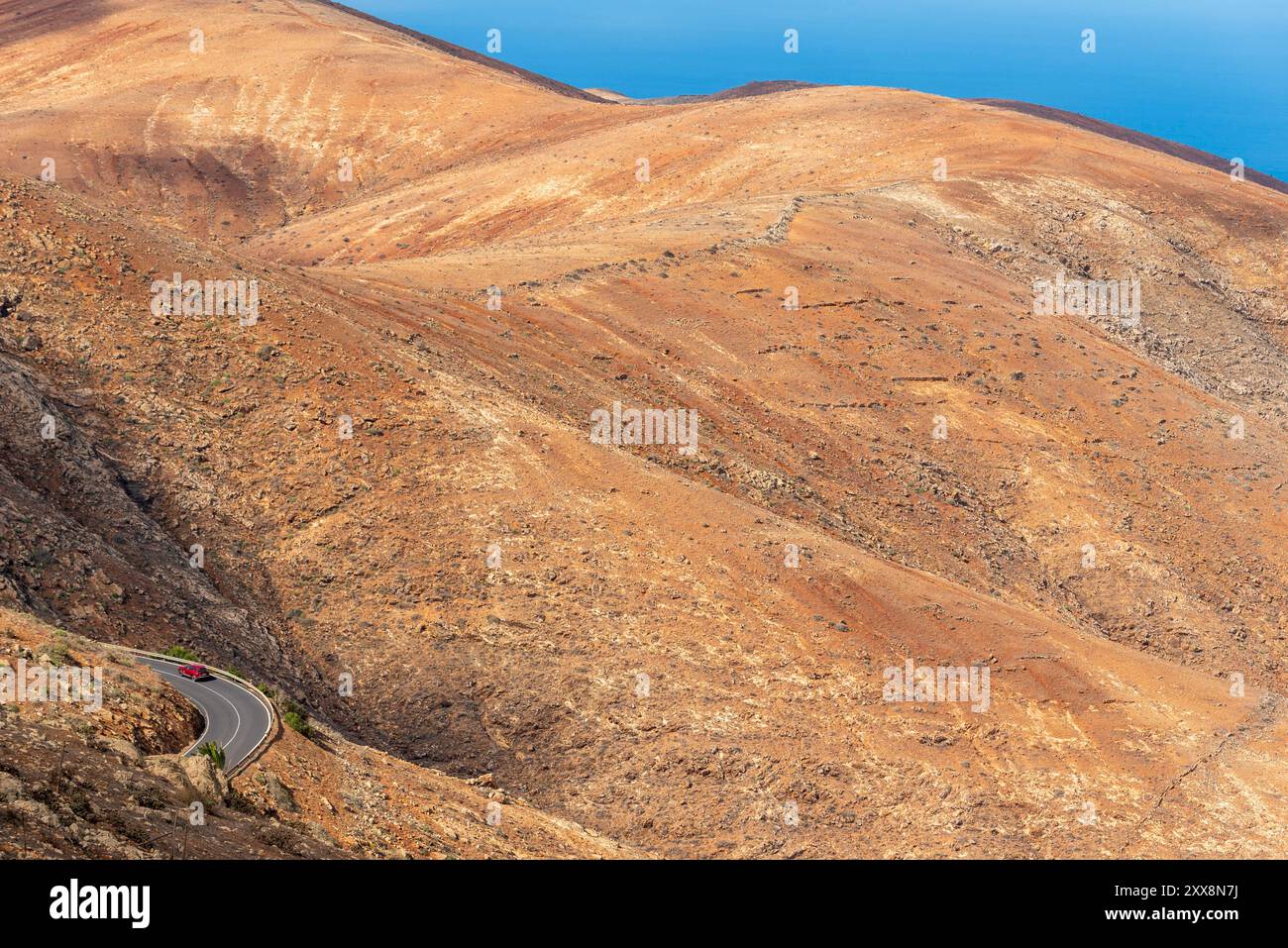 Spagna, Isole Canarie, Isola di Fuerteventura, Betancuria, Panorama dal Mirador de Morro Velosa progettato da Cesar Manrique Foto Stock