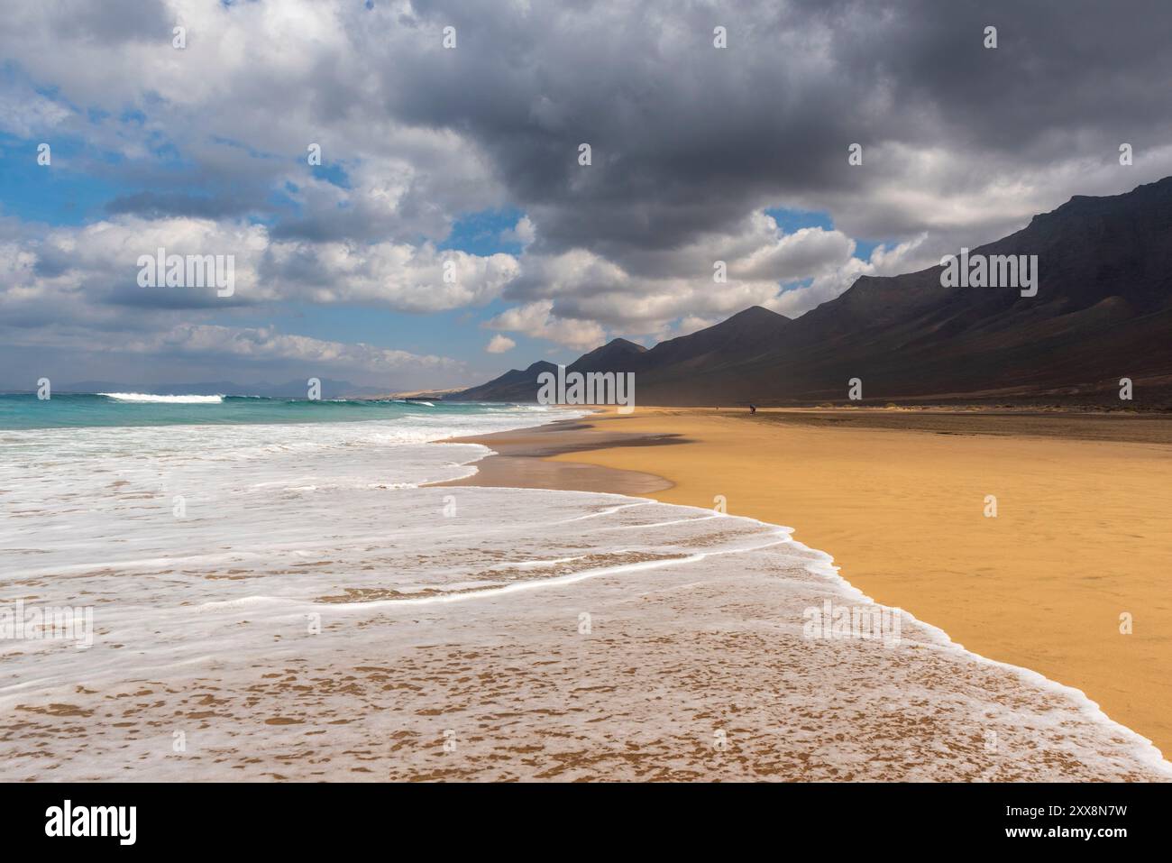 Spagna, Isole Canarie, Isola di Fuerteventura, Parco naturale di Jandia, la spiaggia selvaggia di Cofete Foto Stock
