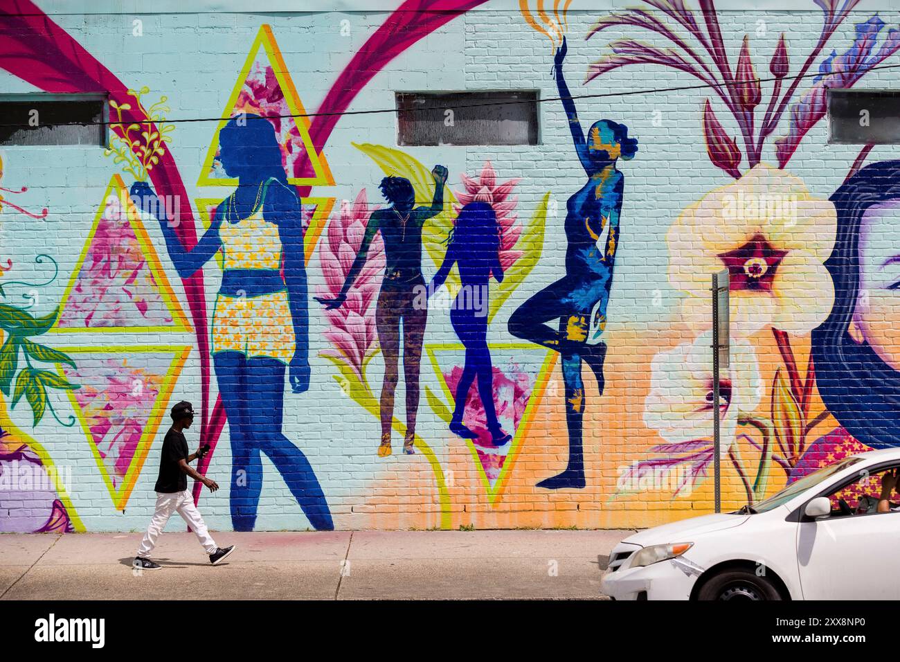 Stati Uniti, Louisiana, New Orleans, Faubourg Marigny, murales Foto Stock