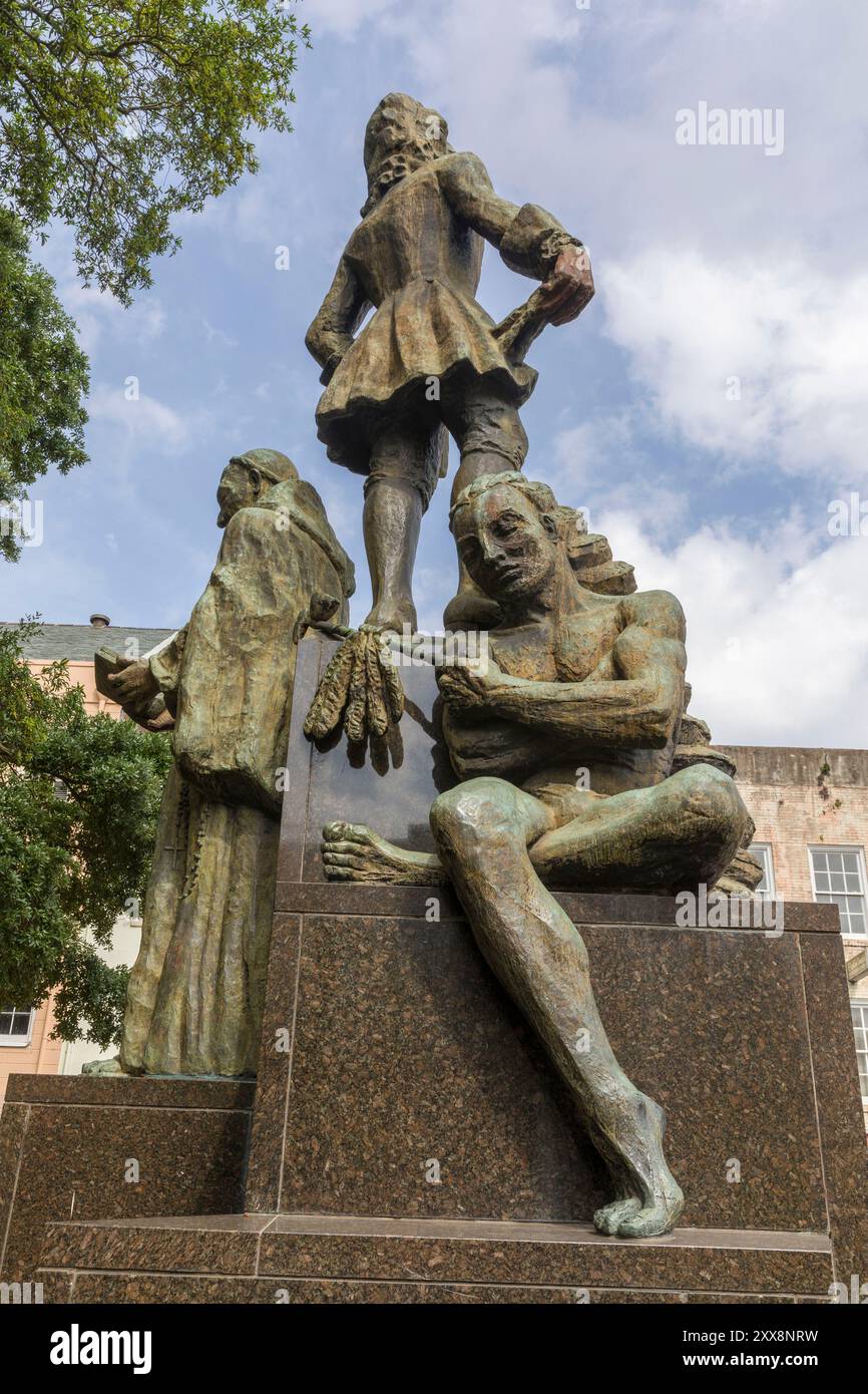 Stati Uniti, Louisiana, New Orleans, statua di Jean Baptiste LeMoyne Sieur de Bienville fondatore della città, la scultura è opera di Angela Gregory Foto Stock