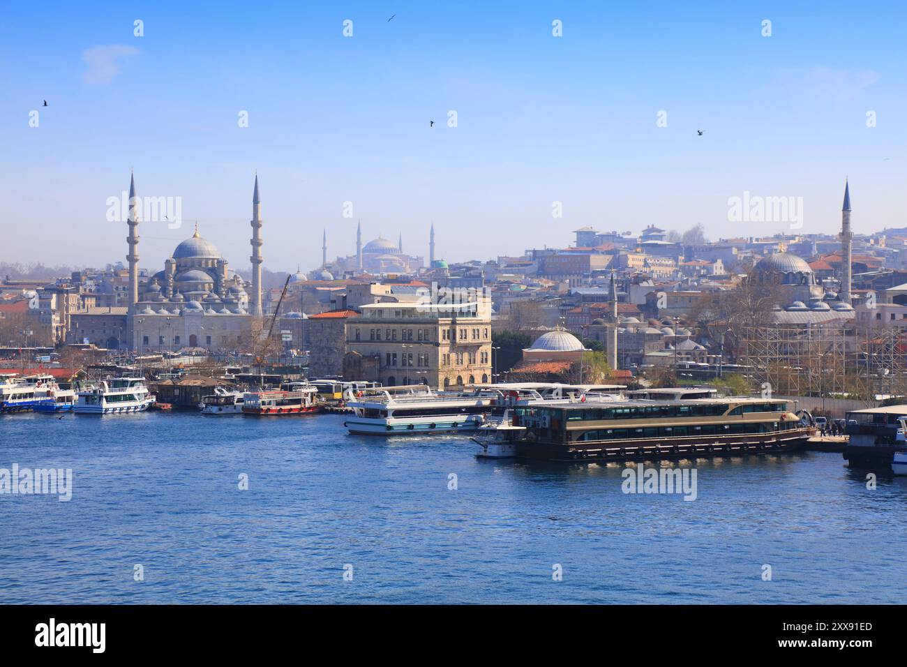 Veduta del Corno d'Oro del quartiere Eminonu di Istanbul, Turchia. Foto Stock