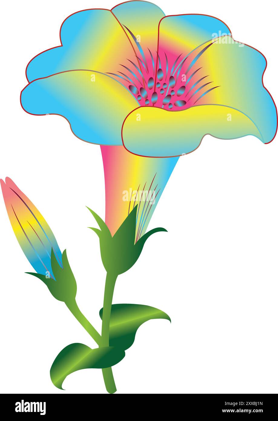 immagine del design vettoriale del bouquet di colore blu su sfondo bianco Illustrazione Vettoriale