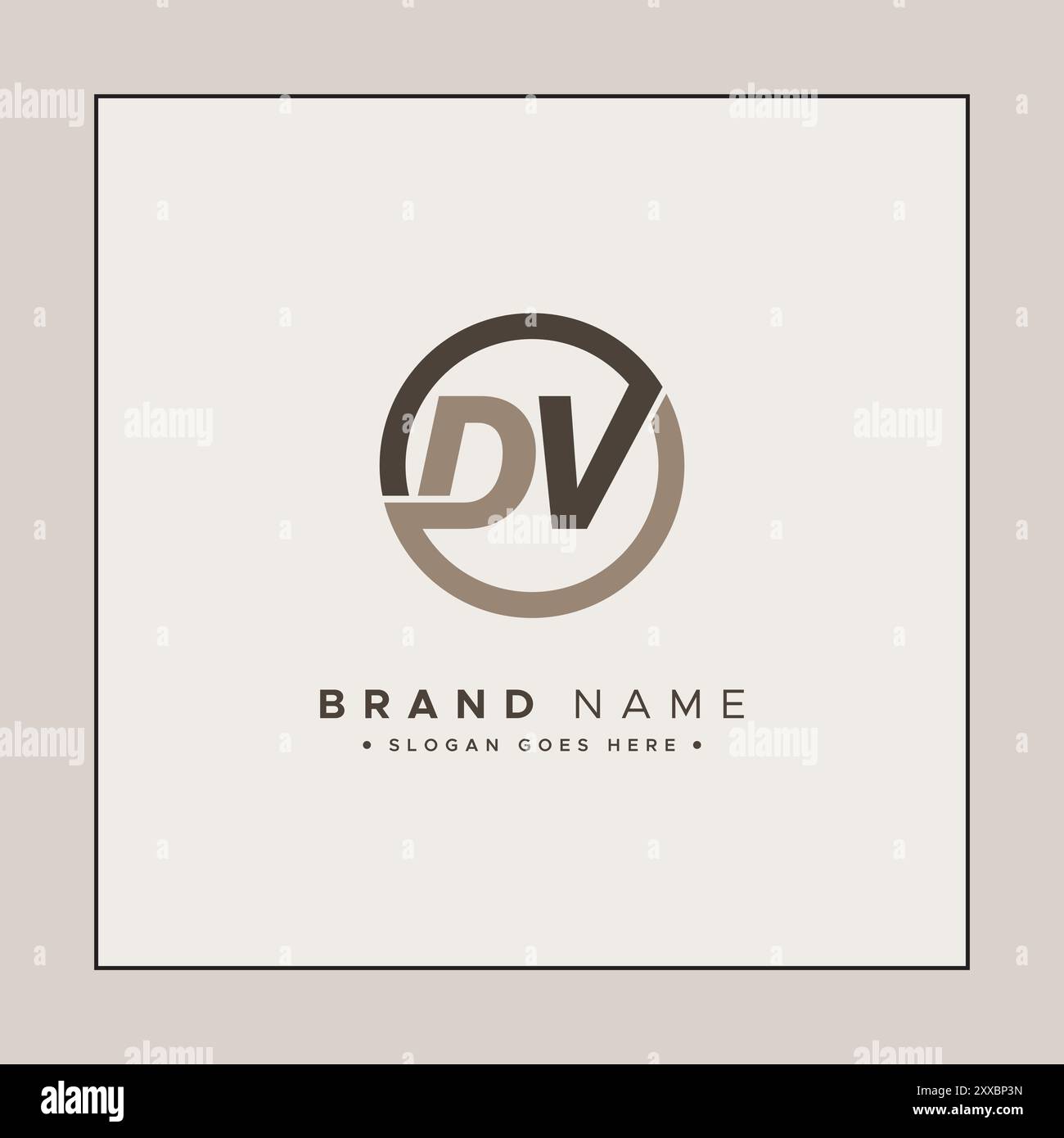 Creative Logo for Initials DV in Monogram Style - Vector Template for Initial Letter D and V Illustrazione Vettoriale