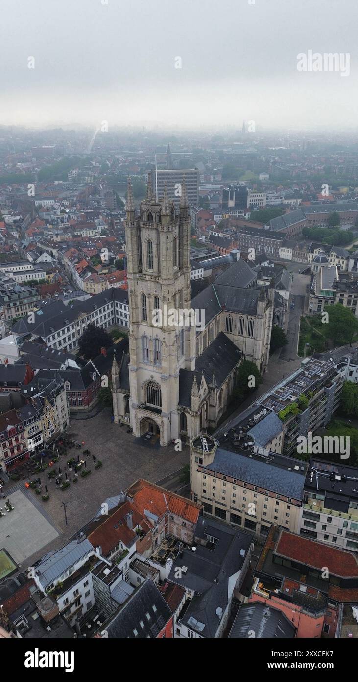 Foto drone Cattedrale di San Bavo Gand Belgio europa Foto Stock