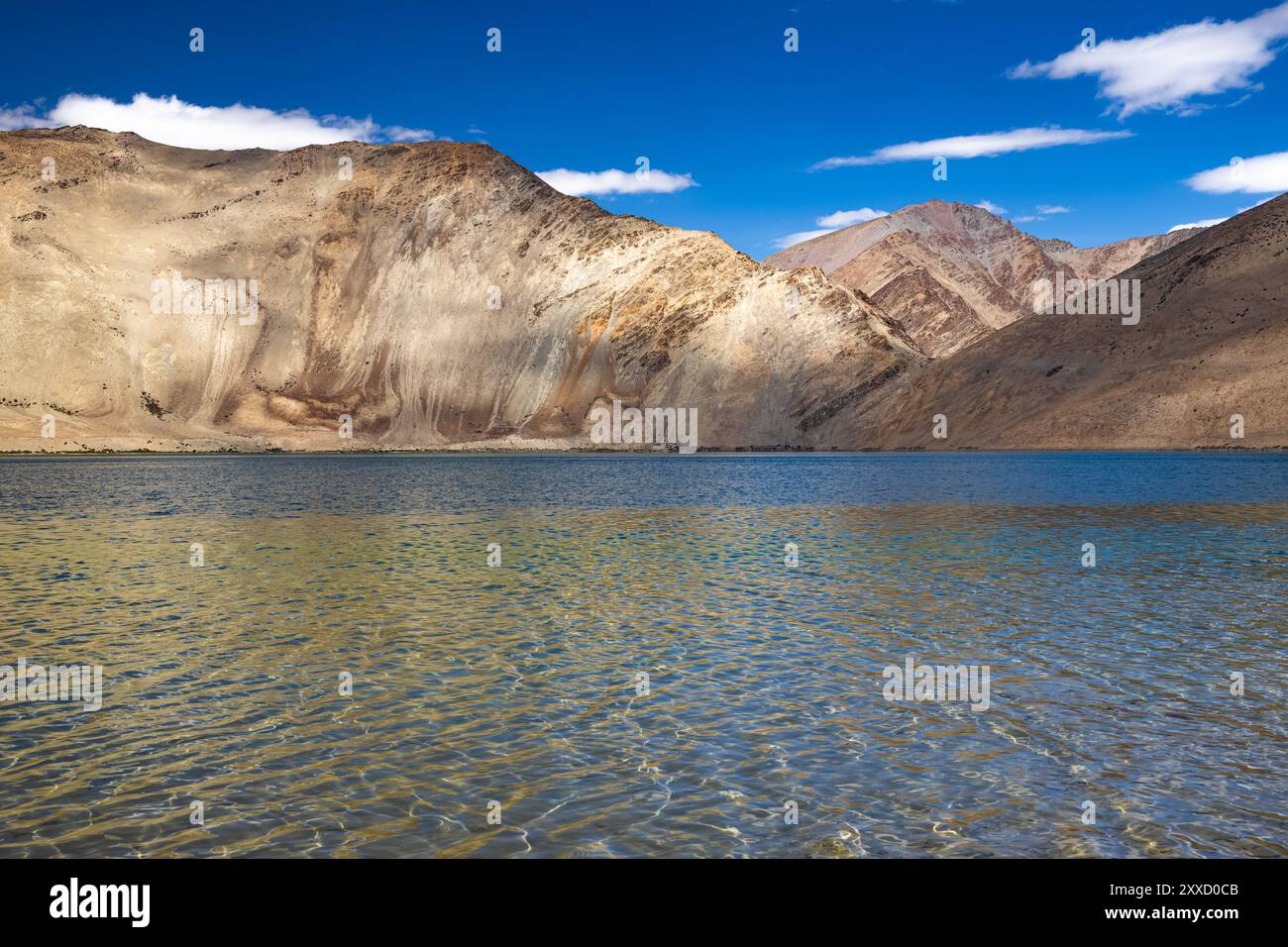 Increspature nelle acque cristalline di Yayatso, un lago ad alta quota a Ladakh, India. Un nuovo punto caldo di biodiversità con un'attitudine di 4820 metri. Foto Stock