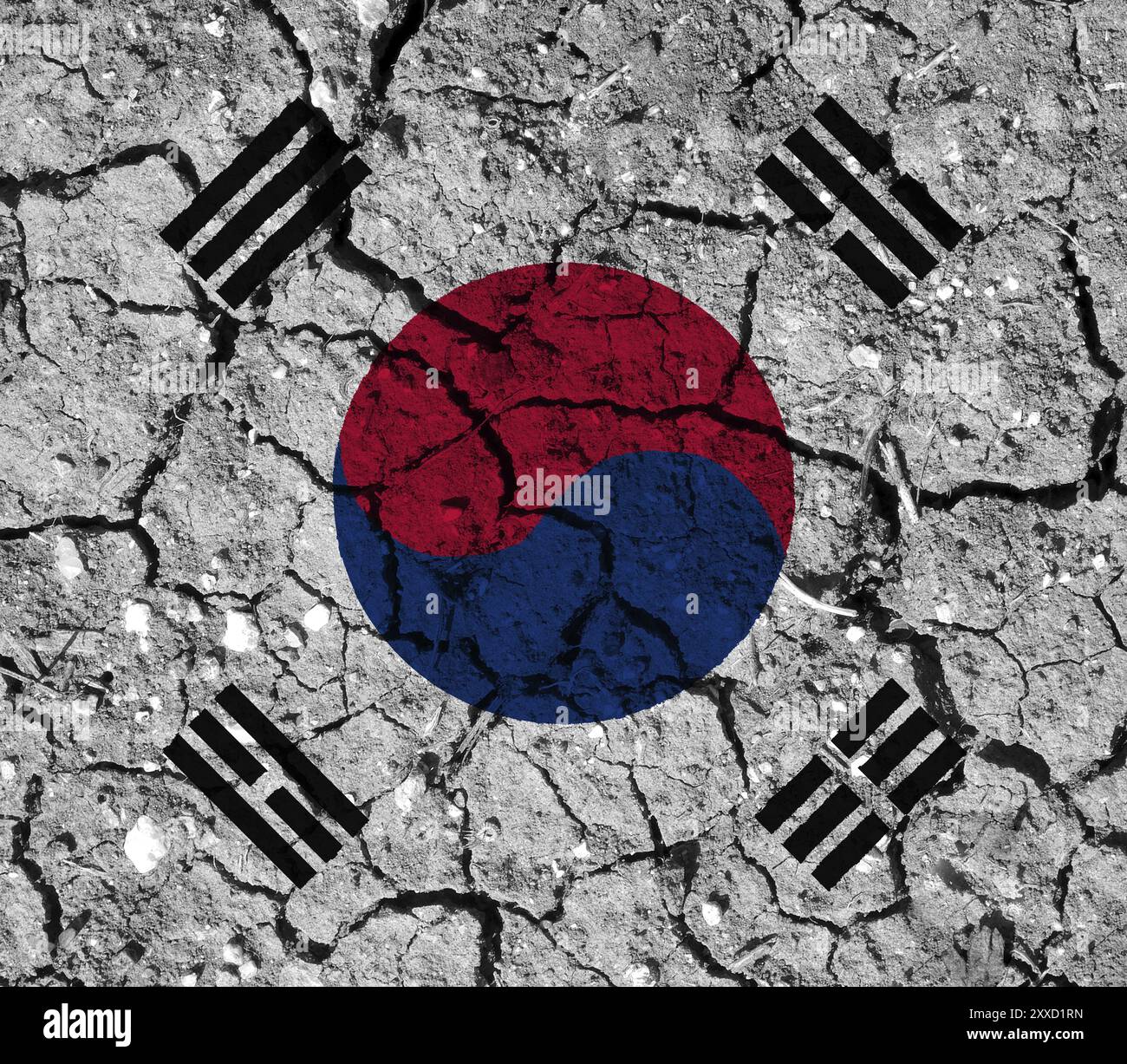 Bandiera della Corea del Sud con texture sullo sfondo Foto Stock