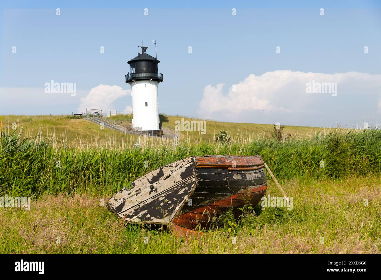 Faro, Fat Berta, Altenbruch, Cuxhaven, bassa Sassonia, Germania, Europa Foto Stock