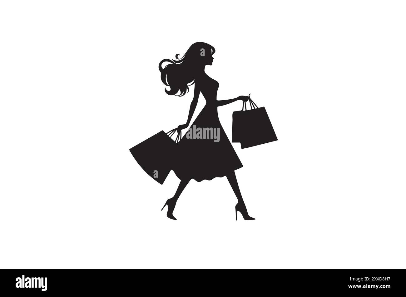 Illustrazione della silhouette vettoriale della ragazza dello shopping Illustrazione Vettoriale