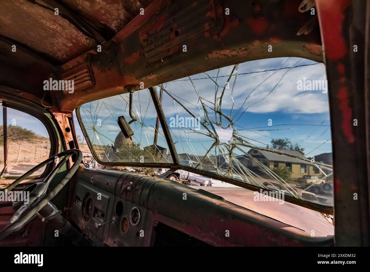 Dettagli di circa 1941 Dodge flatbed Truck at Hackberry General Store lungo la storica Route 66, Hackberry, Arizona, USA [Nessuna pubblicazione sulla proprietà; editoriale Foto Stock