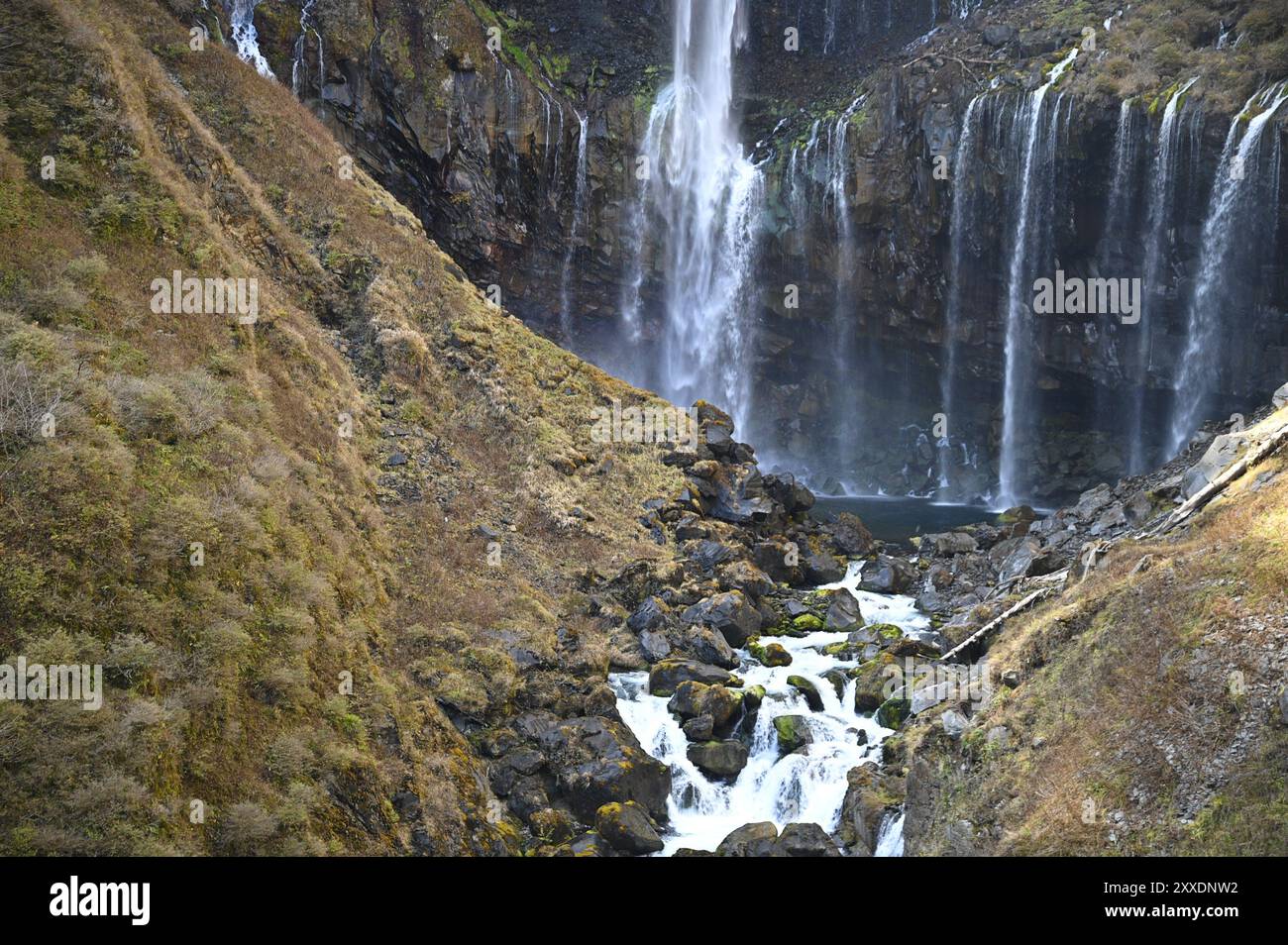 Paesaggio naturale con vista panoramica a cascata a Kegon no Taki, le più famose cascate di Nikkō, Tochigi Giappone. Foto Stock