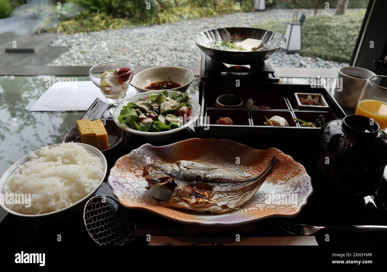 Colazione giapponese in hotel ad Hakone, Giappone Foto Stock