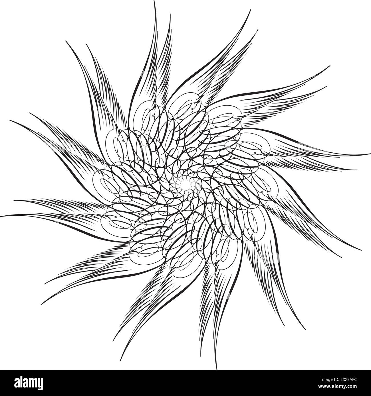 Stella in stile decorativo. Ornamento rotondo. Stile calligrafico. Illustrazione vettoriale Illustrazione Vettoriale