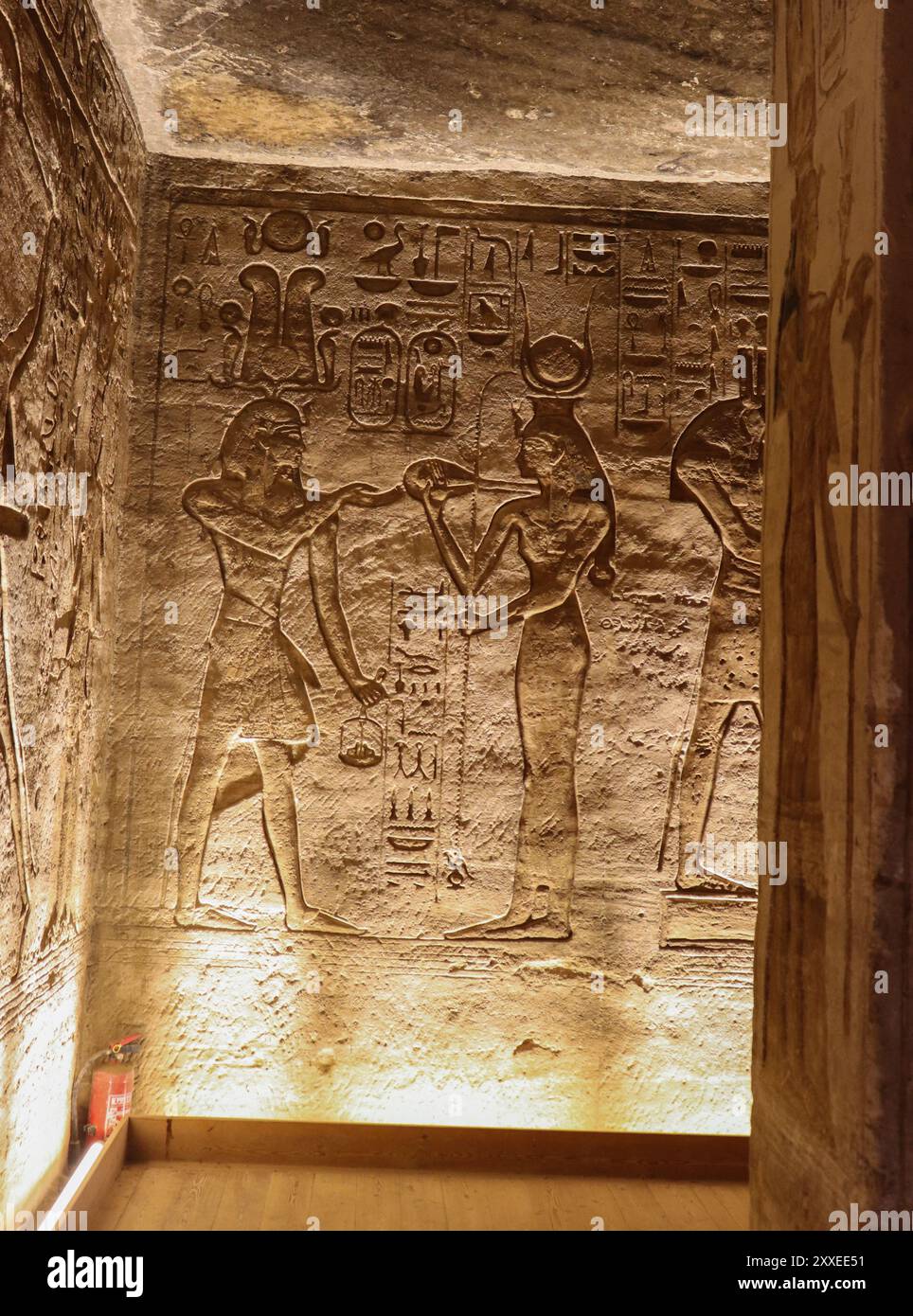 L'interno dell'antico tempio egiziano Abu Simbel Foto Stock