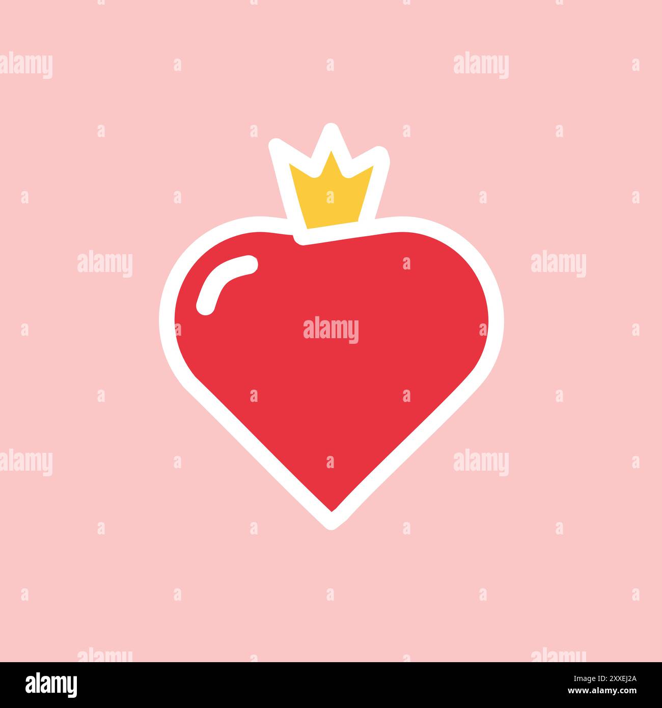 Illustrazione dell'icona Royal Heart. Una semplice e simpatica illustrazione di un cuore con una corona, perfetta per aggiungere un tocco di regalità ai tuoi progetti. Illustrazione Vettoriale