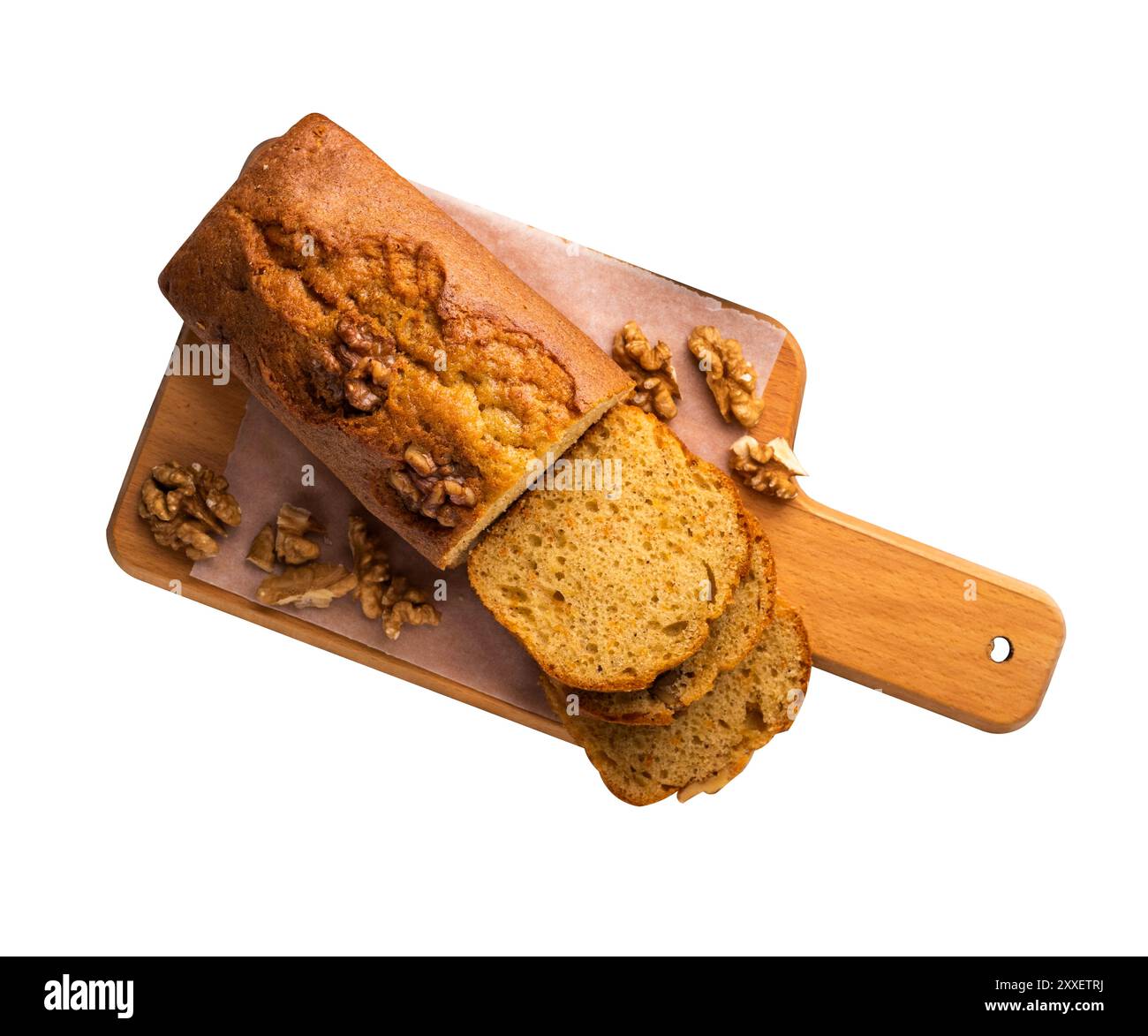 Deliziosa torta di biscotti Madeira da vicino su una tavola di legno sul tavolo. vista dall'alto orizzontale . Torta a fette con glassa al limone Foto Stock