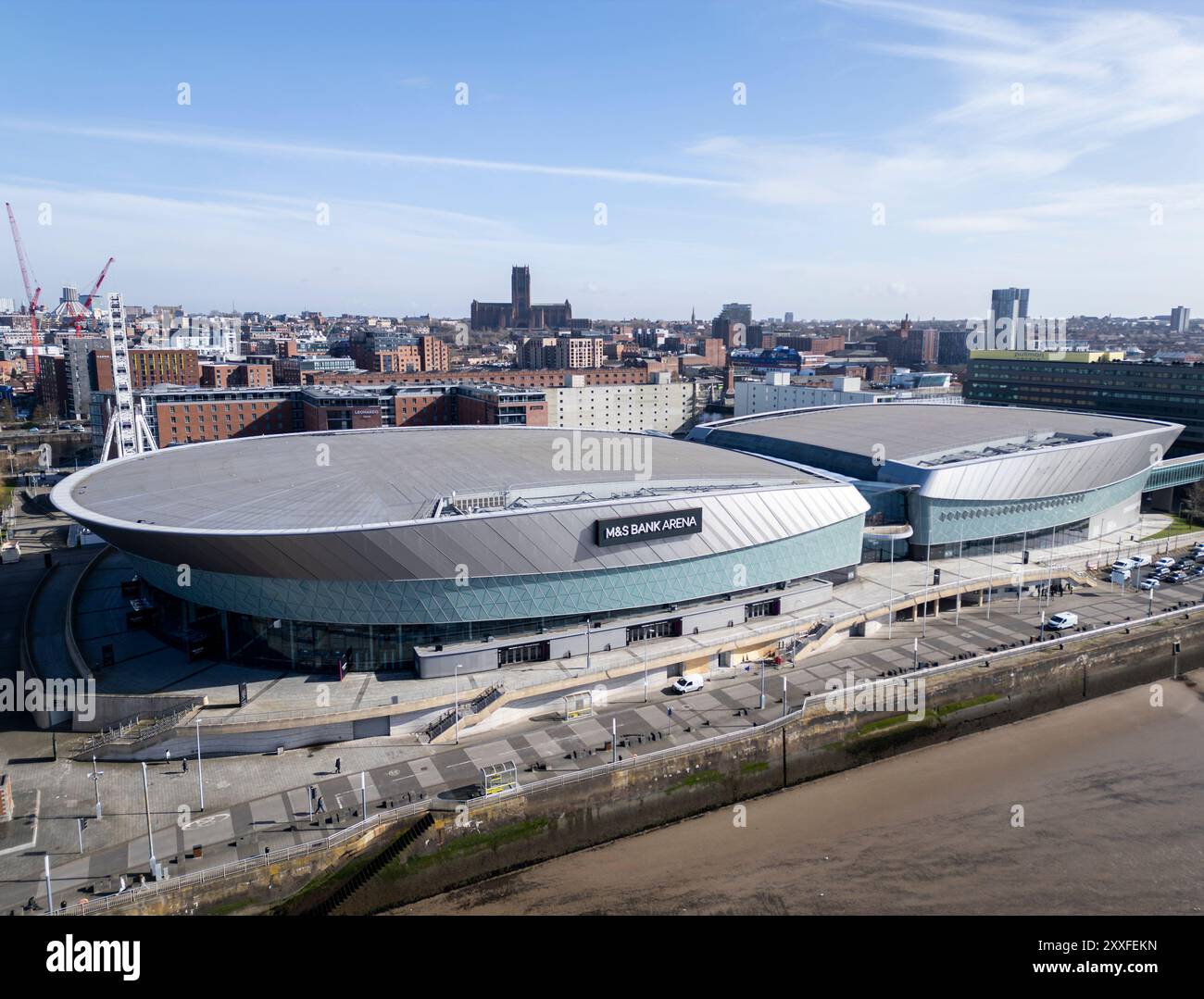 Vista aerea della M&S Bank Arena, Liverpool, Inghilterra Foto Stock