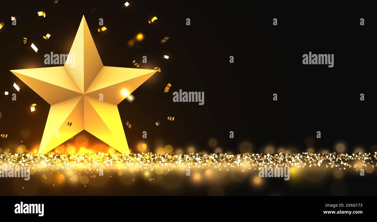 Stella vincitrice d'oro. Concetto di vittoria, conquista, successo, ricompensa del vincitore. Illustrazione vettoriale Illustrazione Vettoriale