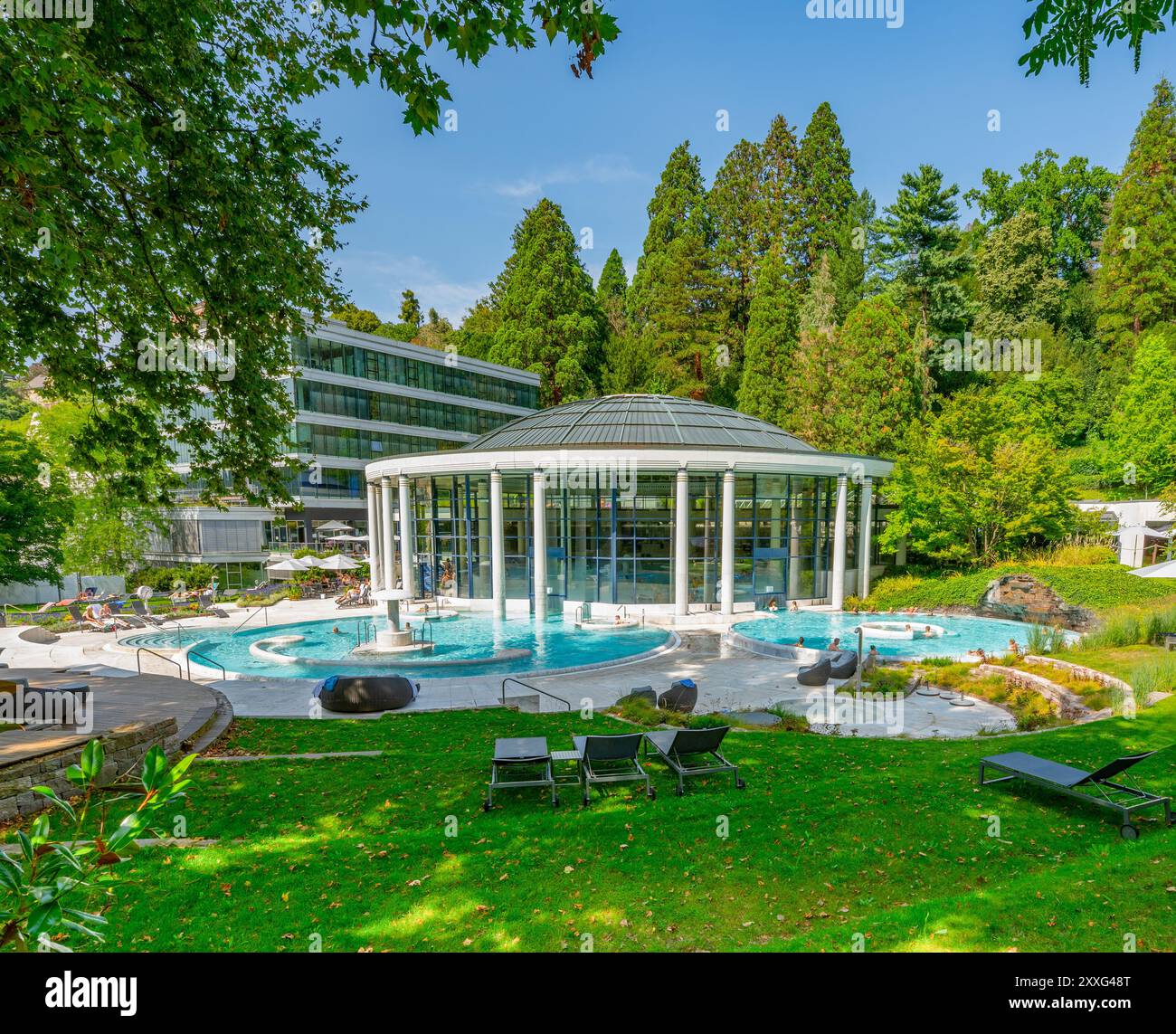 Vista sulle famose Terme di Caracalla a Baden-Baden. Baden Wuerttemberg, Germania, Europa Foto Stock