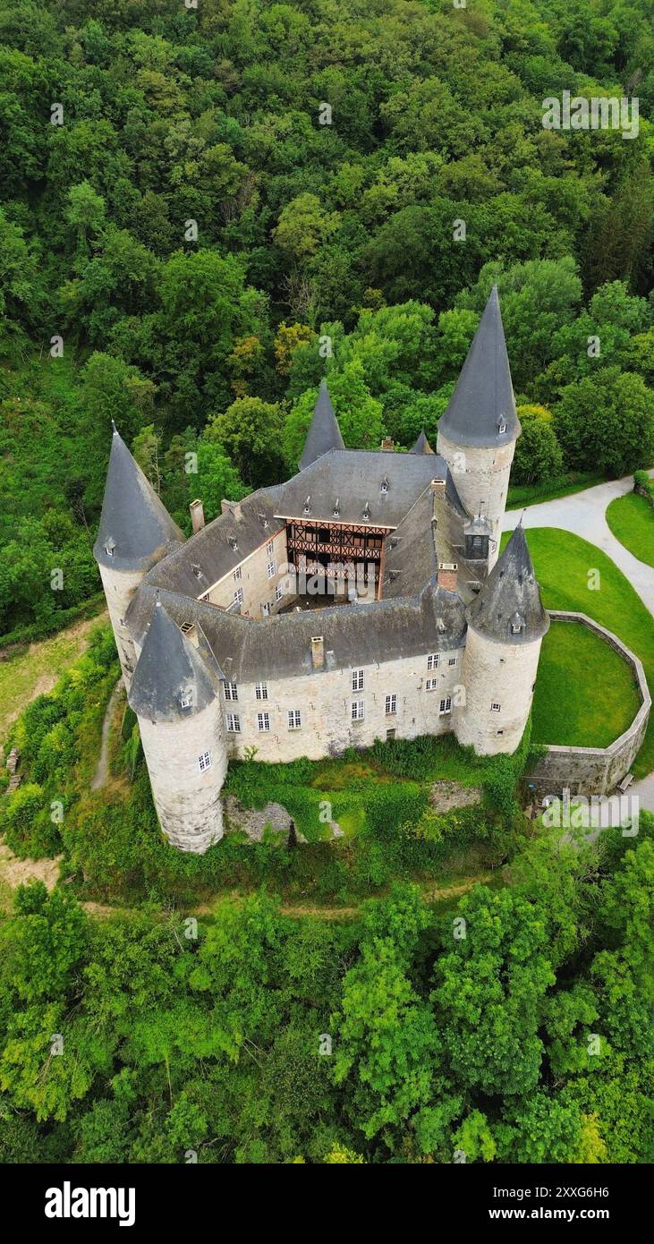 Foto drone castello di Vêves Belgio europa Foto Stock