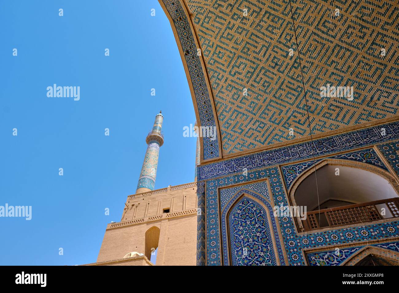 Yazd, Iran, 06.28.2023: Moschea Jameh di Yazd, dettagli della moschea Jameh yazd. Foto Stock