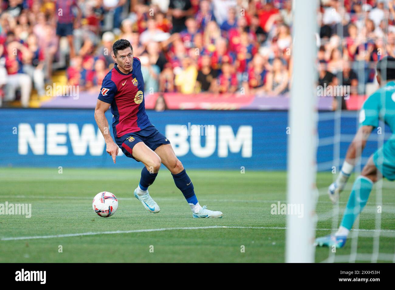 Barcellona, Spagna. 24 agosto 2024. Lewandowski in azione durante la partita LaLiga EA Sports tra FC Barcelona e Athletic Club de Bilbao all'Estadi Olimpic Lluis Companys. Crediti: Christian Bertrand/Alamy Live News Foto Stock