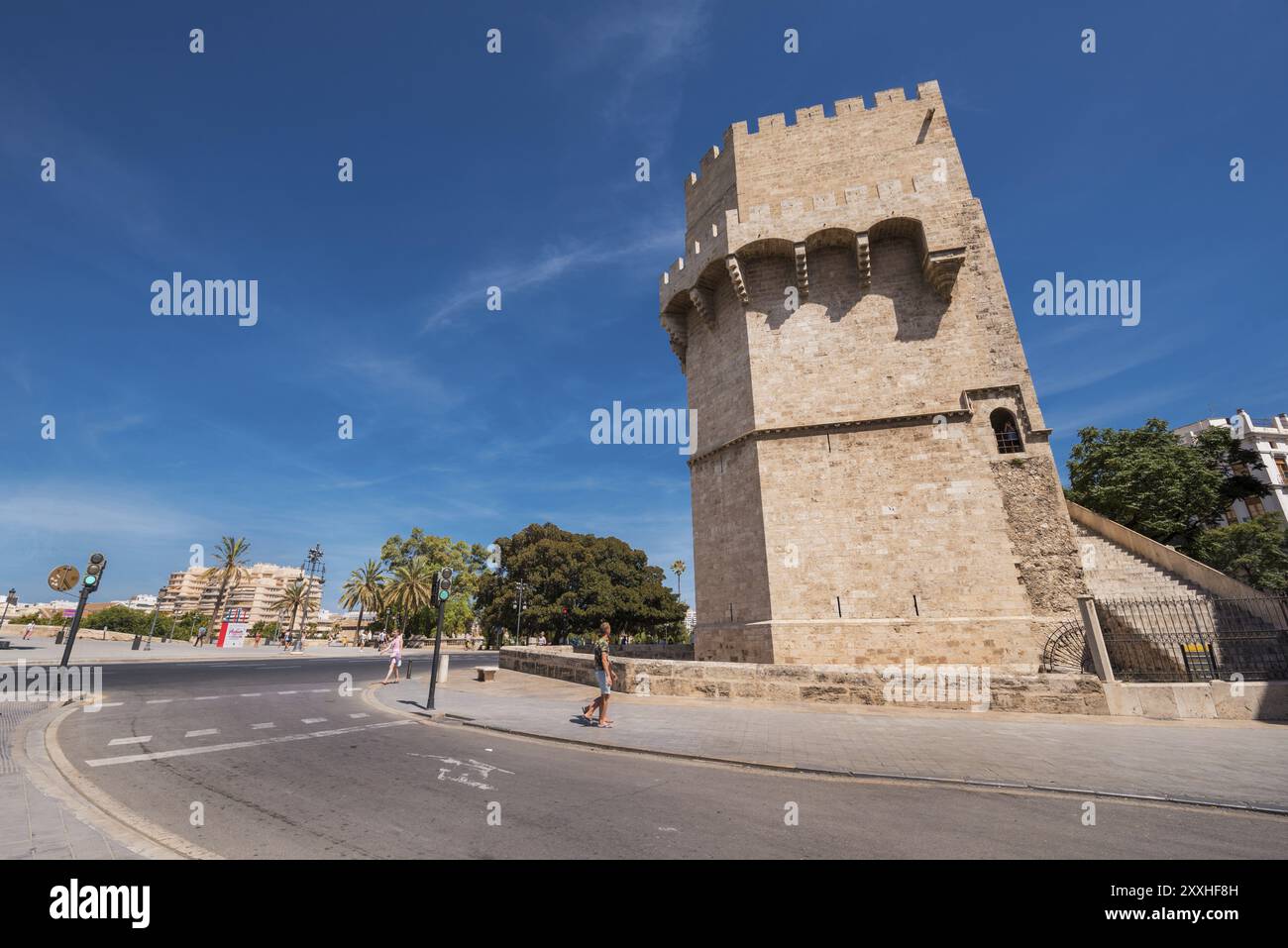 Valencia, Spagna, 26 luglio 2017: Porta serranos a Valencia, Spagna, Europa Foto Stock