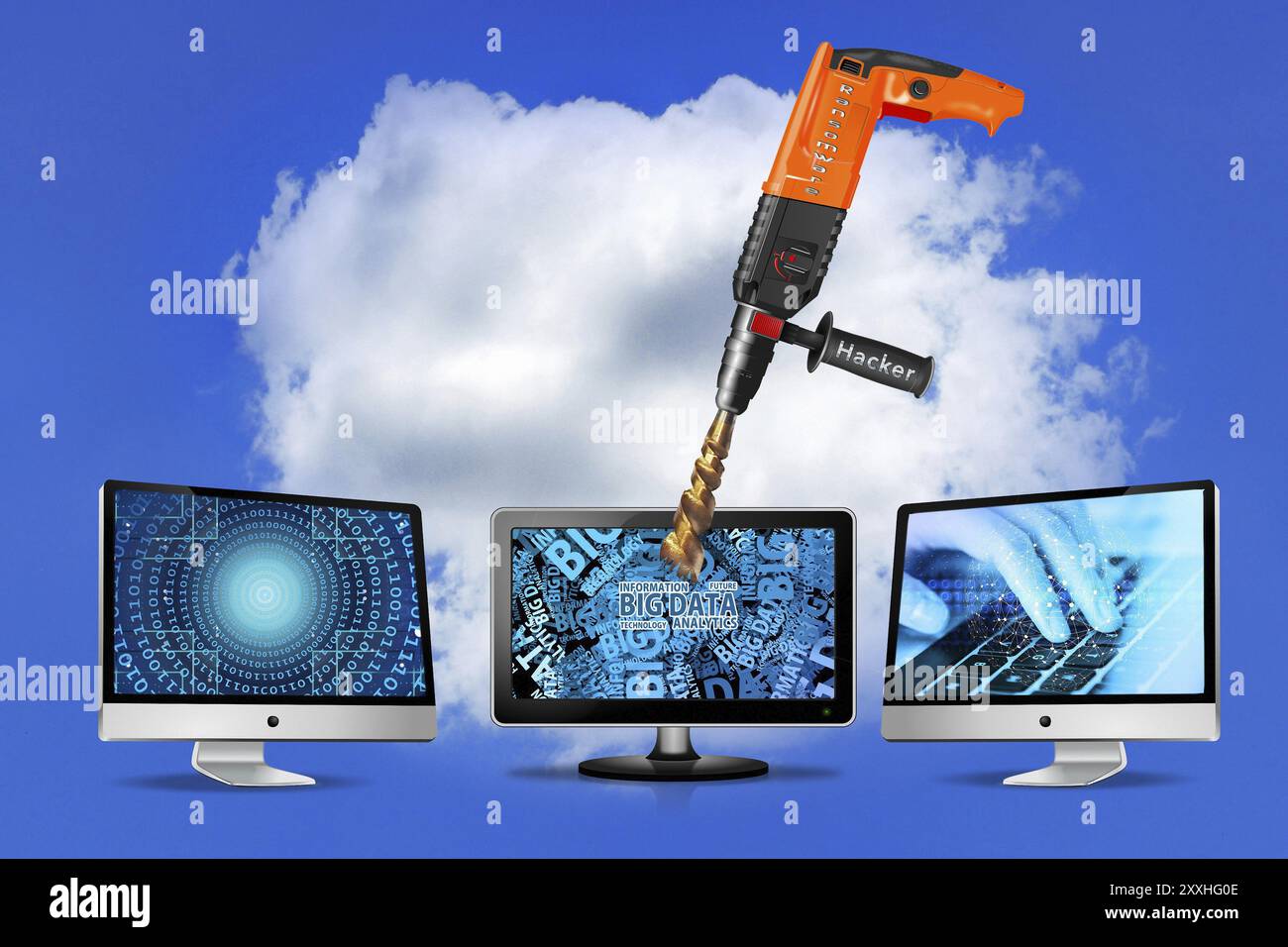 Immagine simbolica, ransomware, sicurezza informatica, attacchi informatici in tutto il mondo, criminalità informatica, attacchi INFORMATICI digitali, economia, industria energetica, centrali nucleari Foto Stock