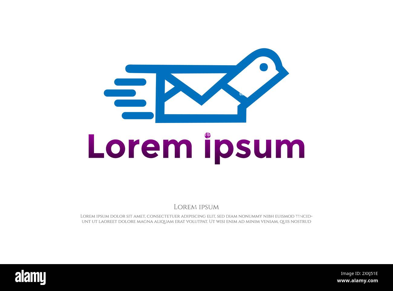 Design semplice e minimalista con logo Pigeon dove Canary Bird mail Illustrazione Vettoriale