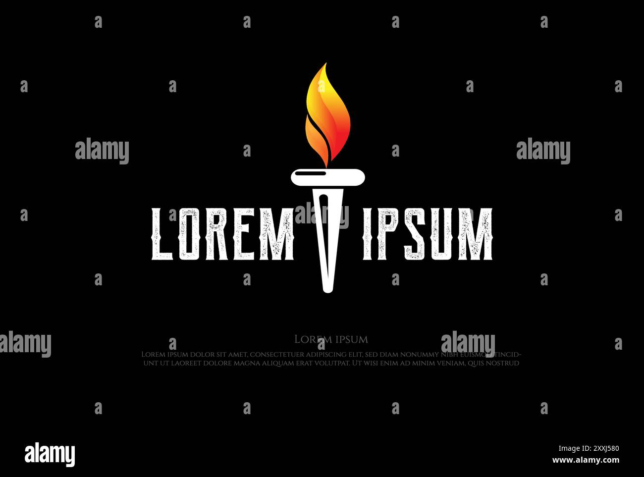 Semplice torcia minimalista Fire Flame per Sport Energy Logo Design Vector Illustrazione Vettoriale