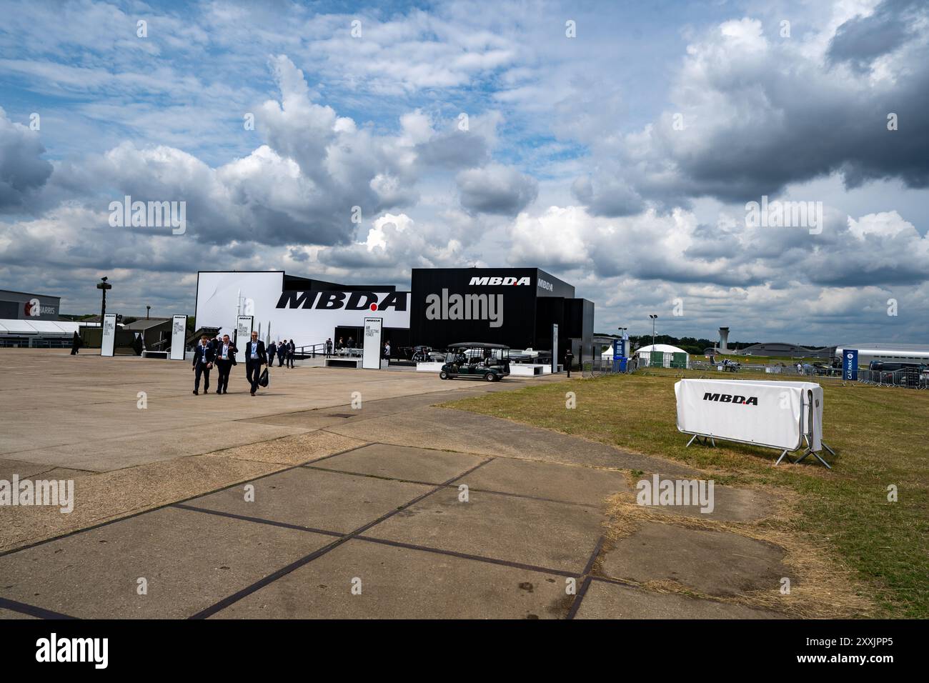 Farnborough, Hampshire - 24 luglio 2024: Farnborough International Airshow mercoledì MBDA Stand Foto Stock