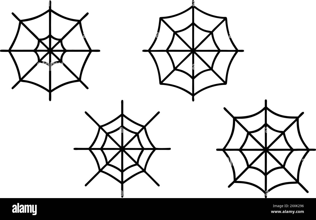 Set di icone ragnatela. Icona linea. Tratto modificabile. Illustrazione Vettoriale