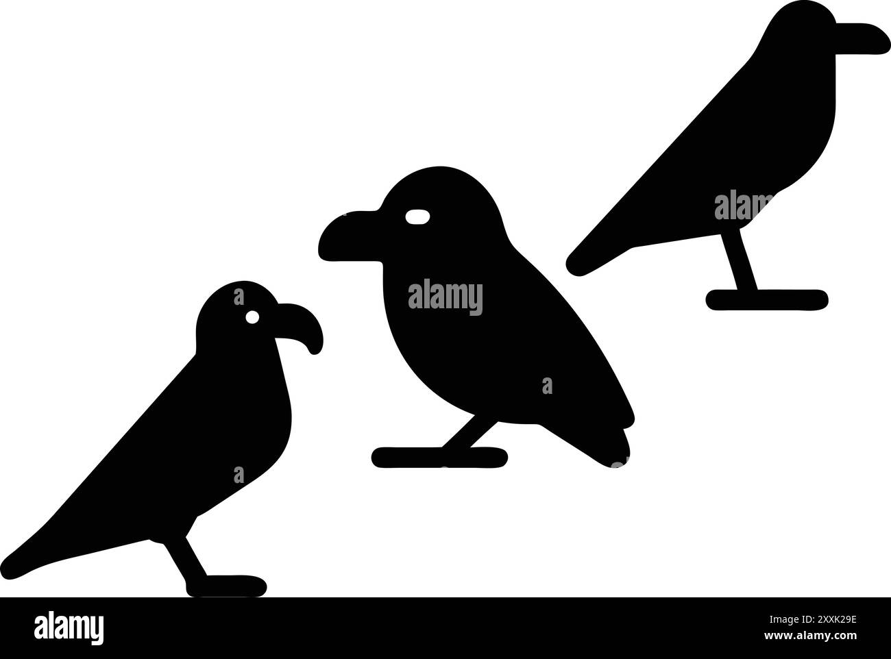Silhouette Raven. Icona linea. Tratto modificabile. Illustrazione Vettoriale