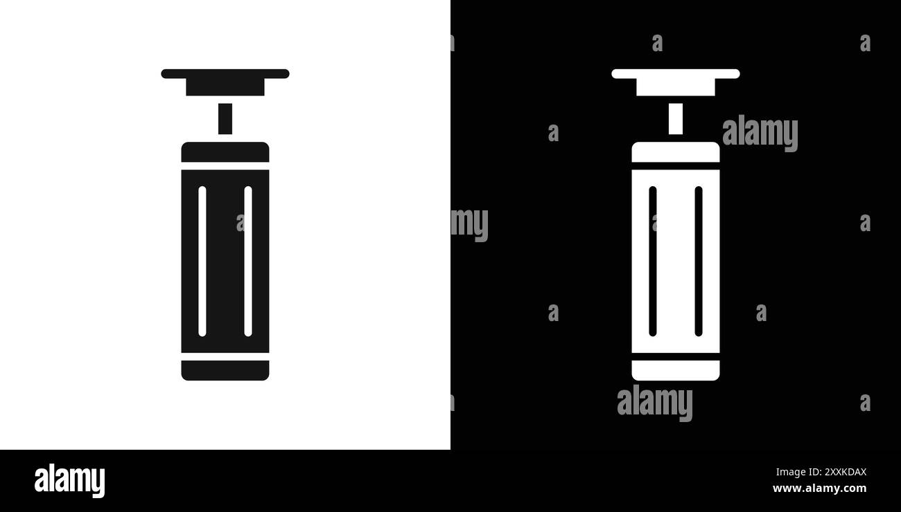 Icona borsa pugilato con logo, contorno vettoriale in bianco e nero Illustrazione Vettoriale